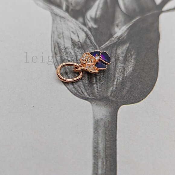 Pandora Deep Purple Pansy Flower Dangle Charm - Picture 2 of 5
